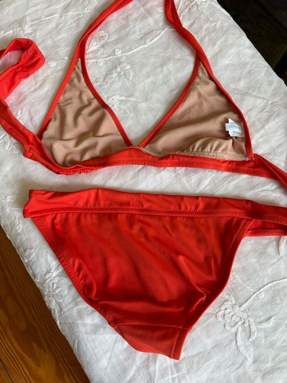 J.Crew orange  Halter Triangle Bikini Set Top Size L Bottom Size M - Picture 6 of 7